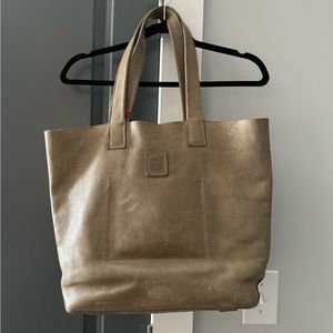 Vintage Gray Leather Frye Tote Bag